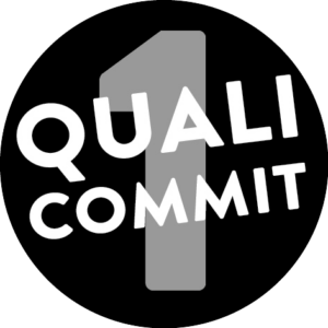 Ein schwarzer Button mit einer grauen '1' und dem Schriftzug 'Quali Commit', steht für den Nummer-1-Webshop für Ihre CBD-Produkte. Hier finden Sie Spitzenqualität und erstklassigen Service.