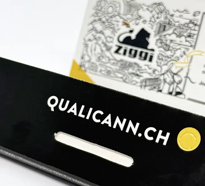Nahaufnahme eines Qualicann Drehpapier-Sets von Ziggi – hochwertiges Rolling Paper mit Filtertips, perfekt für CBD-Blüten oder Kräutermischungen und ein natürliches Raucherlebnis.